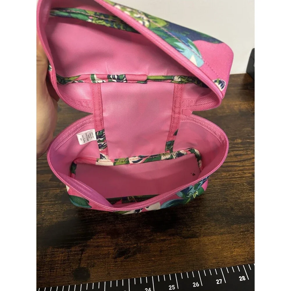 Vera Bradley medium cosmetic makeup bag Pink Tropical Paradise floral pattern